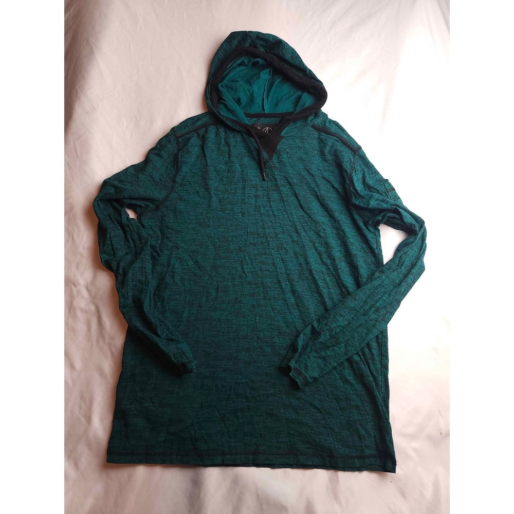 Modern Culture Mens Teal Space Dye Long Sleeve Hooded T-Shirt Medium RN 64866